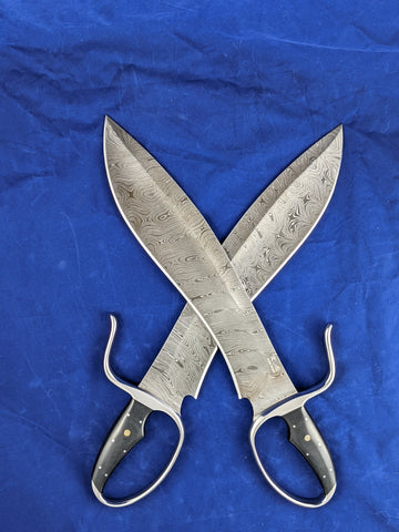 Randall Sasquatch-Style Butterfly Swords (Approx. 14" Blade) (Damascus) (Collector Grade)